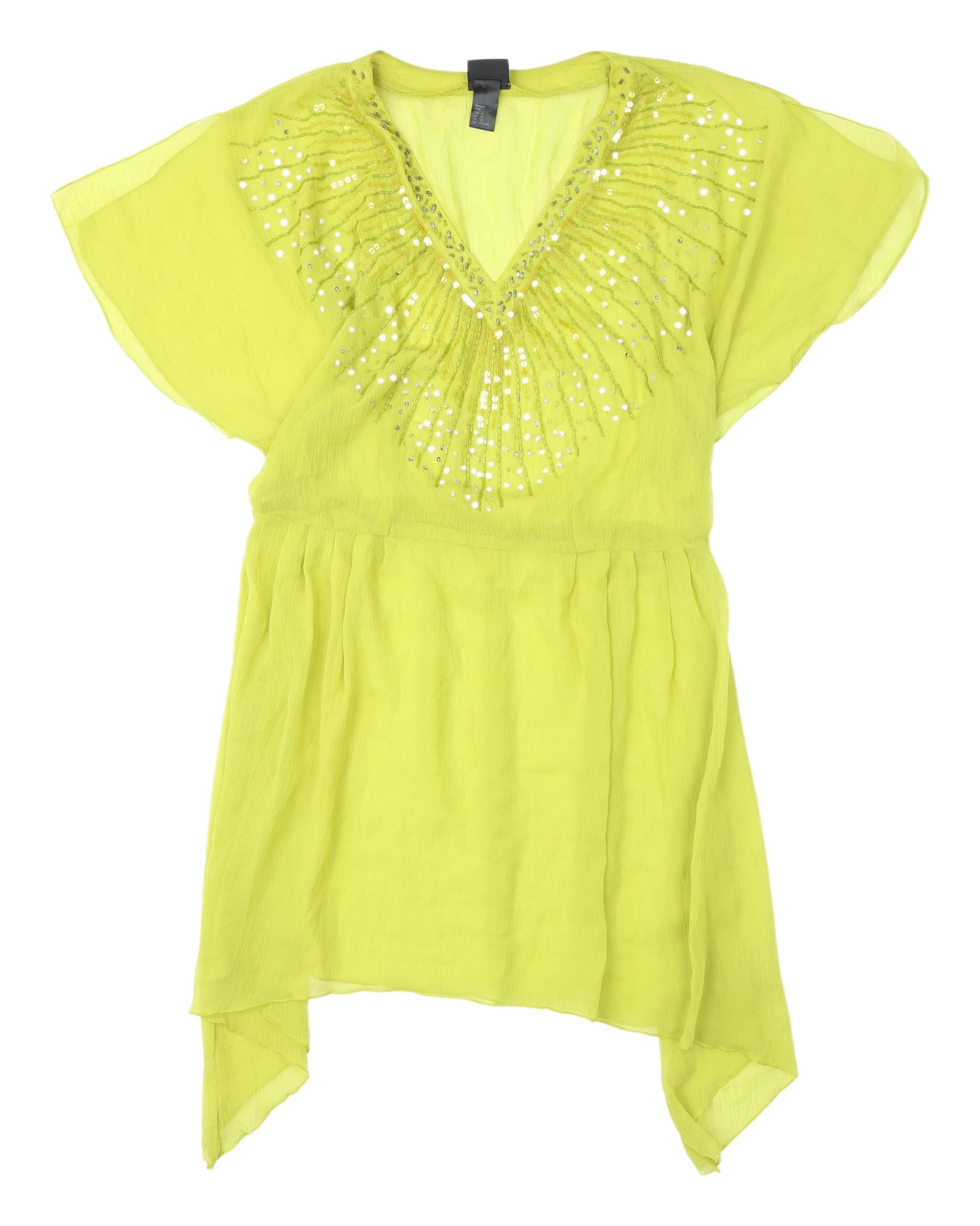 H&M Green Tunic Blouse with Sequins - Size 12