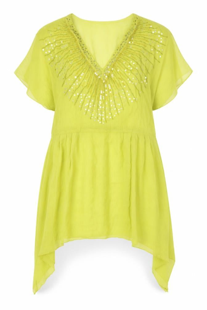 H&M Green Tunic Blouse with Sequins - Size 12