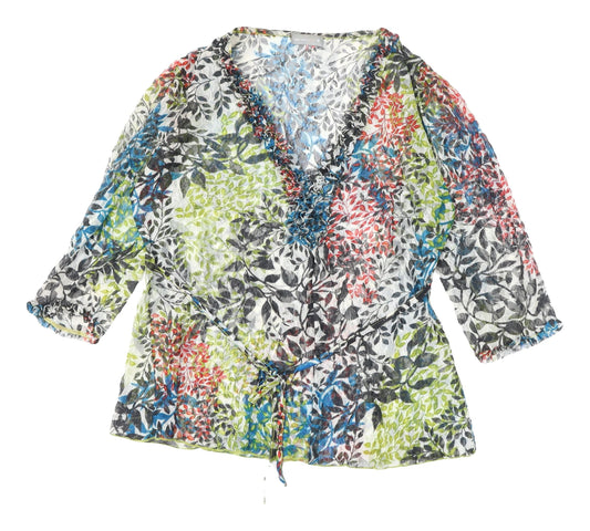 Marks and Spencer Women's Multicoloured Floral Wrap Blouse Size 18