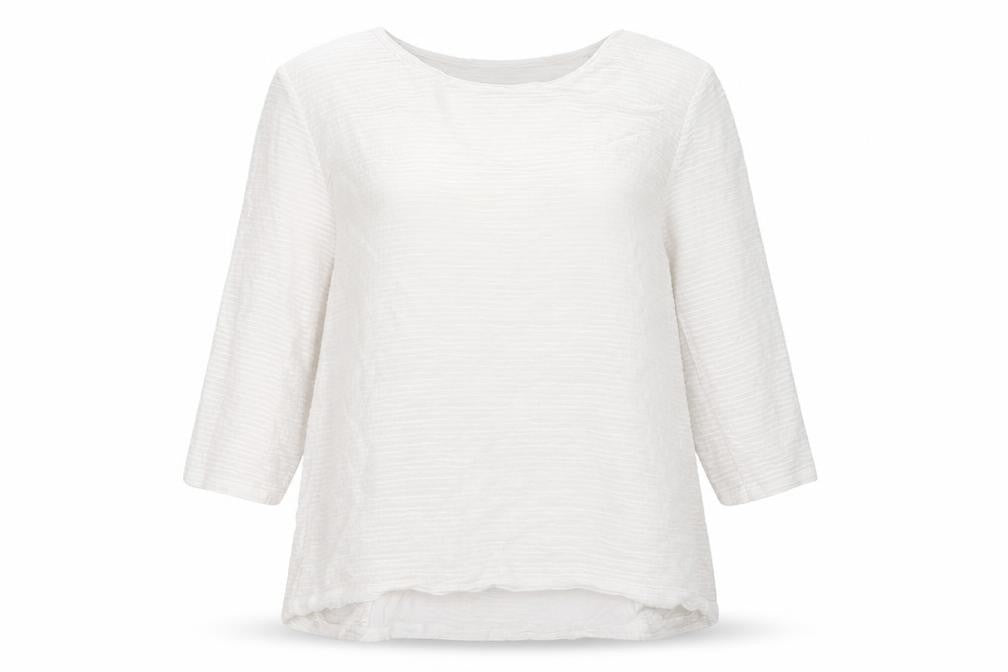 Amaya Women's White Basic Blouse, One Size, 3/4 Sleeve