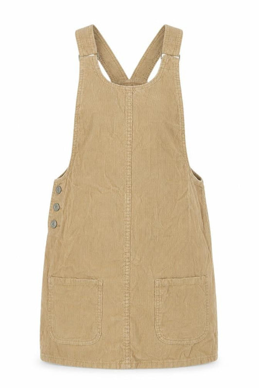 Front view of Denim Co. Beige Pinafore Dress, 100% Cotton, size 8