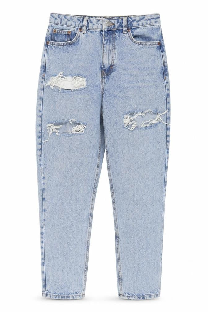 Topshop Women's Blue Distressed Mom Jeans UK 10