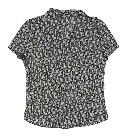 Per Se Women's Grey Geometric Blouse, Size 12