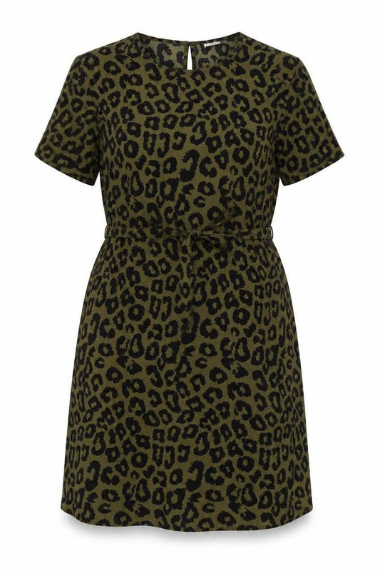 Jacqueline de Yong Women's Green Animal Print Dress, Size 8