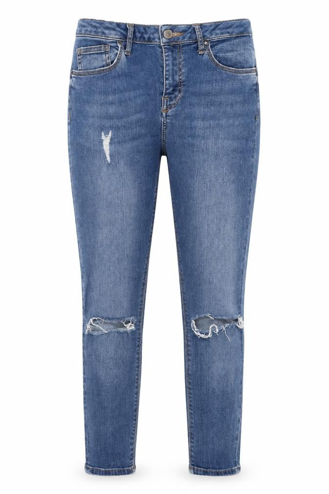 Topshop Women's Blue Skinny Distressed Jeans - Size 28