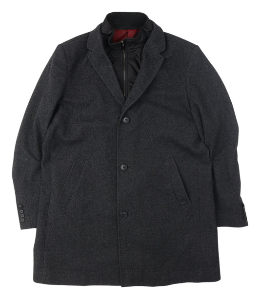 Hafnium Unisex Black Wool Blend Long Overcoat Size 30