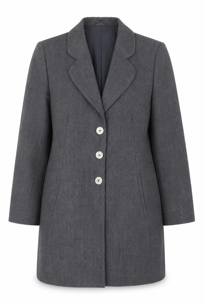 Jacques Vert Women's Grey Mid-Length Coat - Size 12
