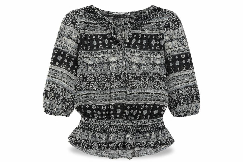 New Look Black Floral Tunic Blouse, Women's 3/4 Sleeve 12