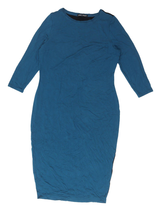 Love Label Women's Blue Black Bodycon Dress Size 16