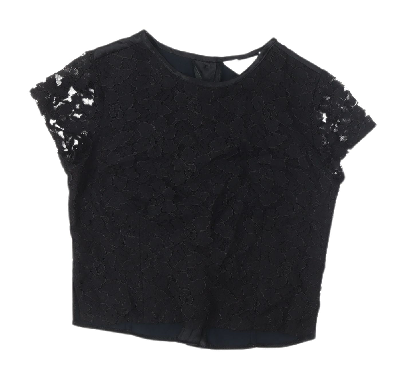 Topshop Women's Black Lace Blouse, Size 8, Elegant Style