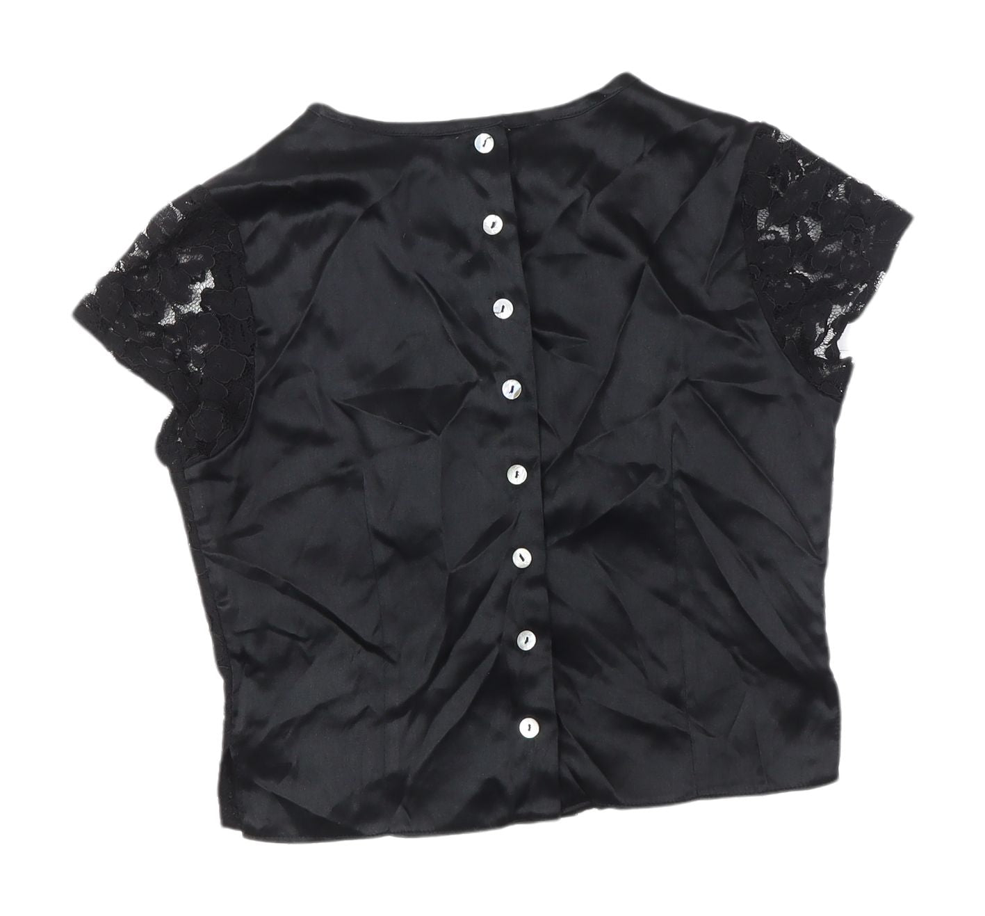 Topshop Women's Black Lace Blouse, Size 8, Elegant Style