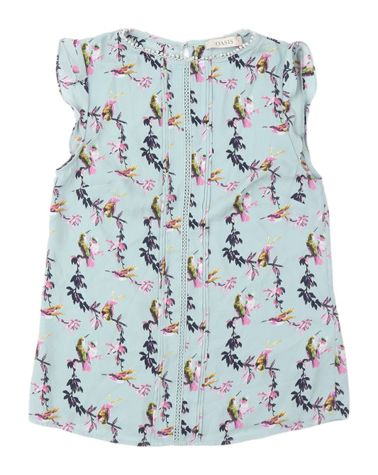 Oasis Women's Floral Bird Print Blouse, Size 8, Multicoloured