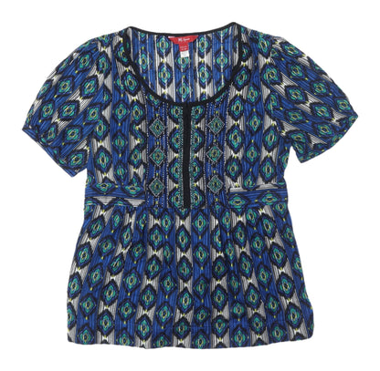 Morgoon Women's Multicoloured Geometric Tunic Blouse UK 10