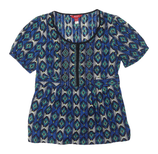 Morgoon Women's Multicoloured Geometric Tunic Blouse UK 10