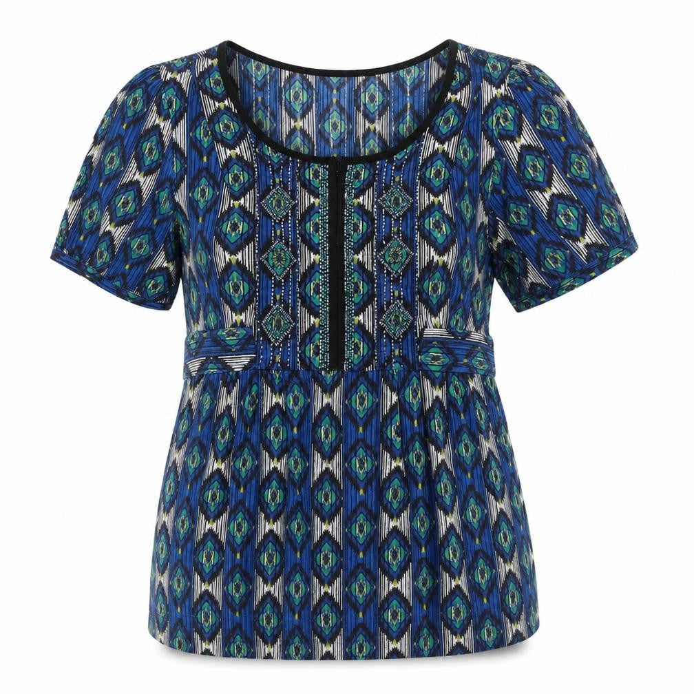 Morgoon Women's Multicoloured Geometric Tunic Blouse UK 10