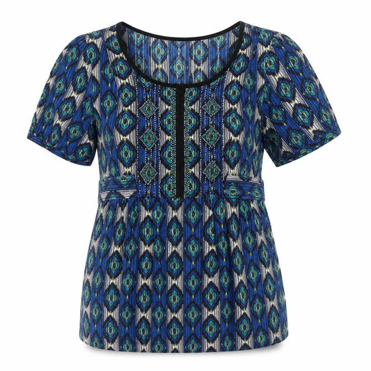 Morgoon Women's Multicoloured Geometric Tunic Blouse UK 10