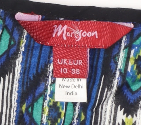 Morgoon Women's Multicoloured Geometric Tunic Blouse UK 10