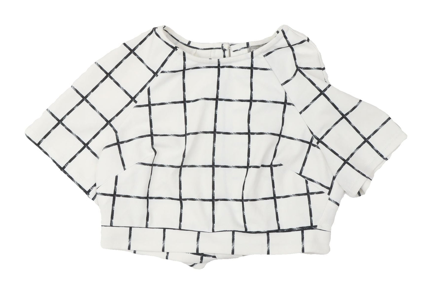 ASOS Women's White Check Cropped Blouse Size 10