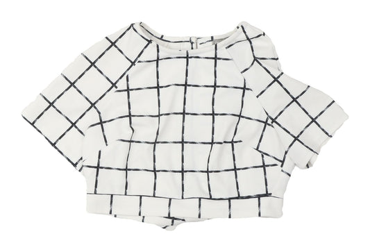 ASOS Women's White Check Cropped Blouse Size 10