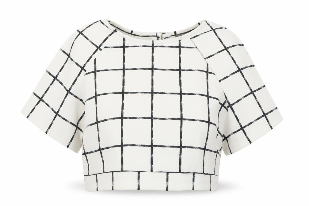 ASOS Women's White Check Cropped Blouse Size 10