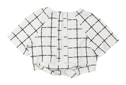 Back view of ASOS Women's White Check Cropped Blouse, size 10