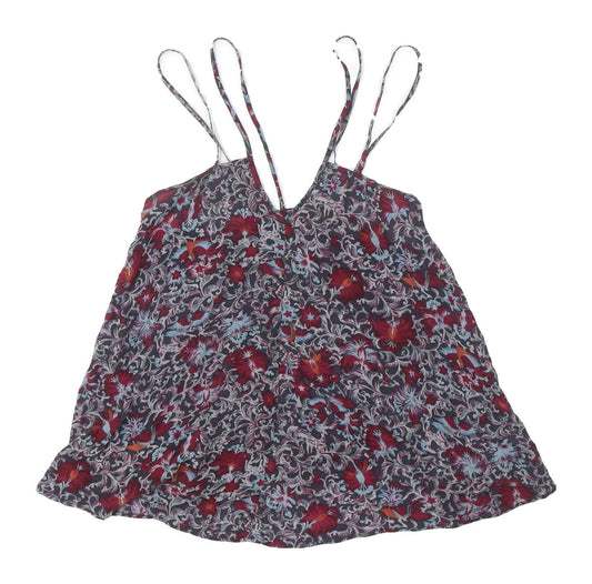 Topshop Women's Multicoloured Floral Silk Tank
