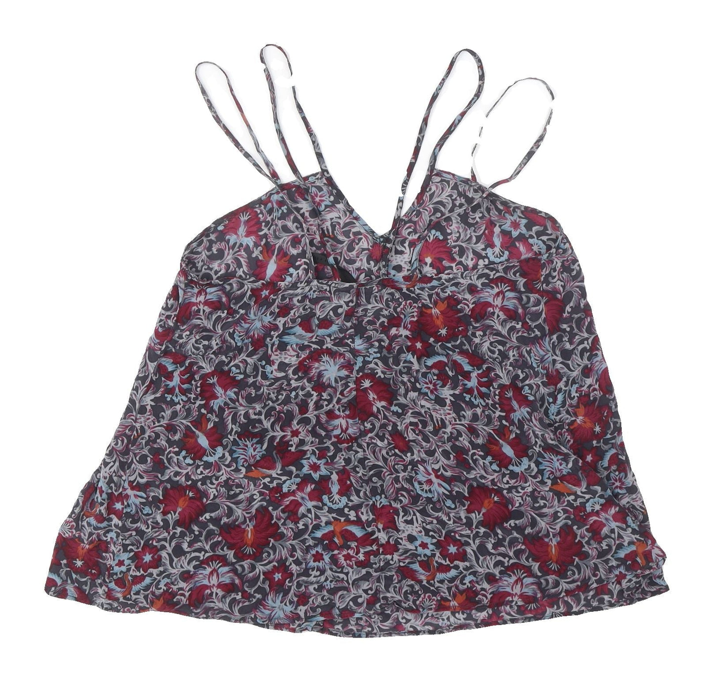 Topshop Women's Multicoloured Floral Silk Tank