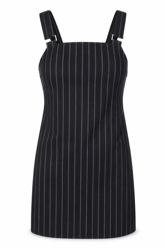 New Look Black Striped Pinafore Dress Size 8