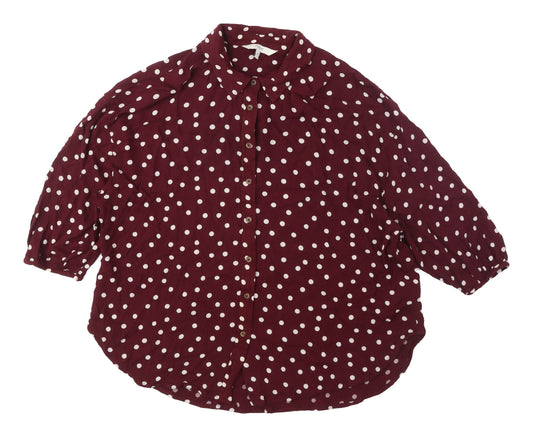 Next Women's Red Polka Dot Button-Up Shirt Size 10