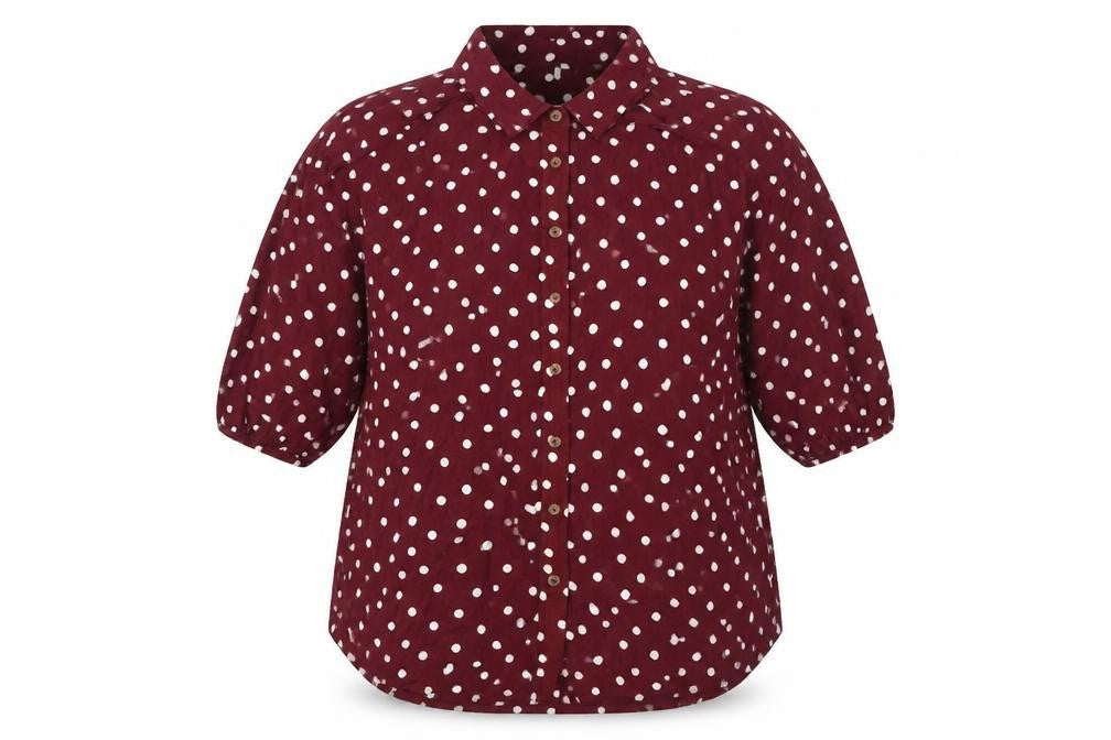 Next Women's Red Polka Dot Button-Up Shirt Size 10