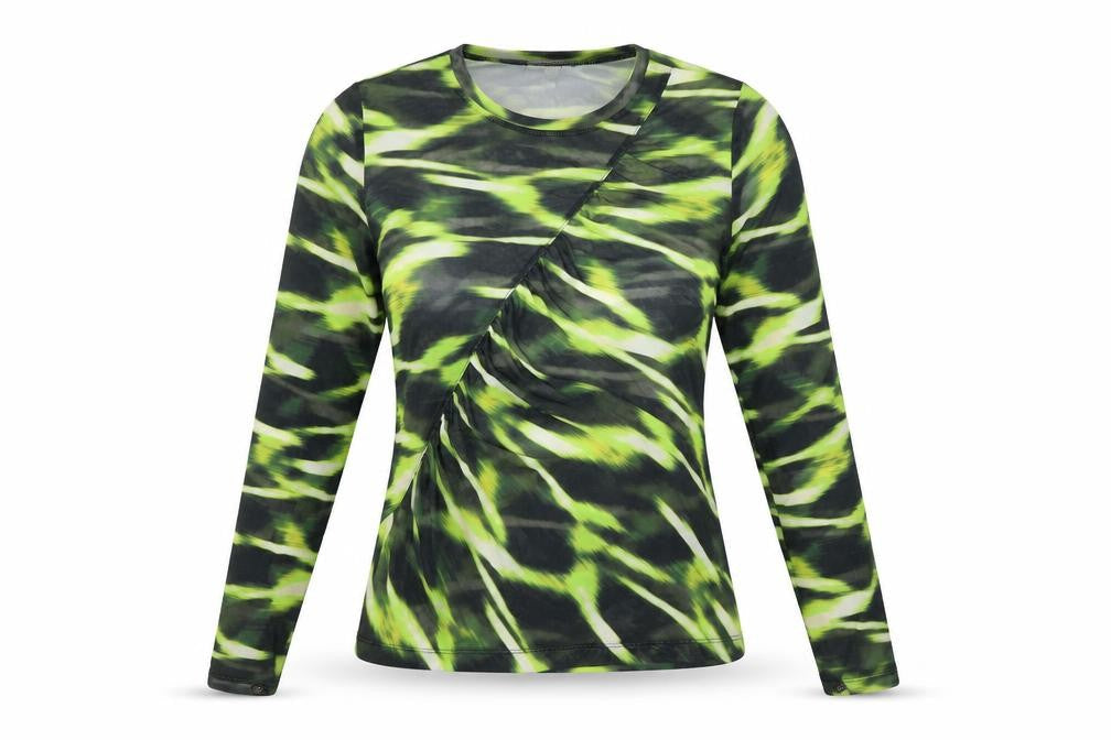 Open Edit Women's Green Animal Print Jersey Top L