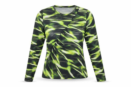 Open Edit Women's Green Animal Print Jersey Top L