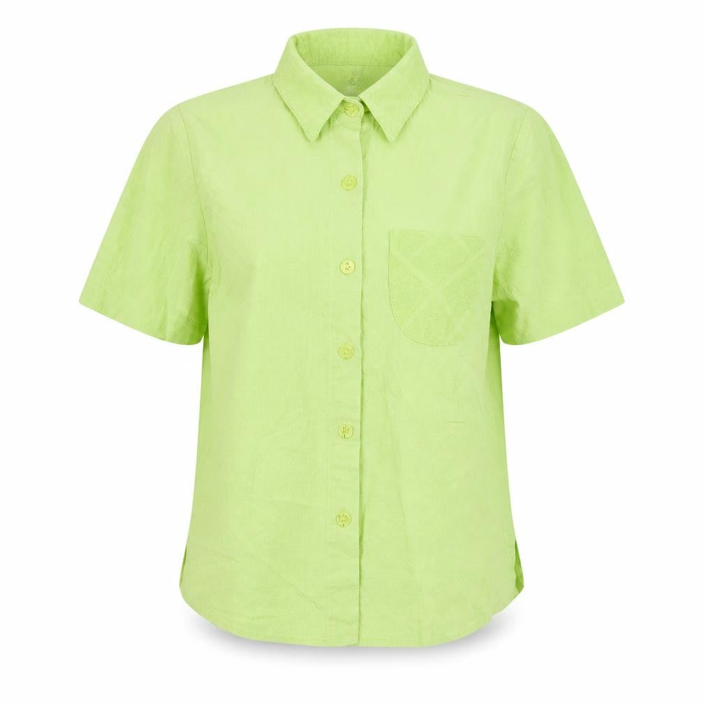 Seasuns Women's Green Short Sleeve Button-Up Shirt