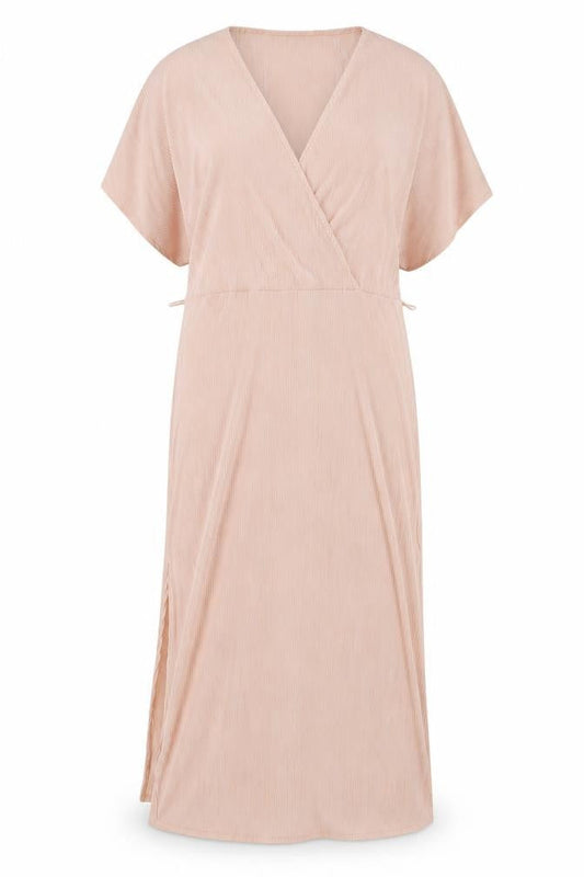 Glamorous Women's Beige V-Neck Knee Length Wrap Dress