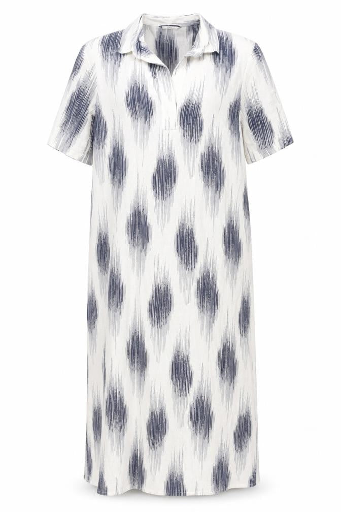 Marks & Spencer Ivory Geometric Shirt Dress - Size 8