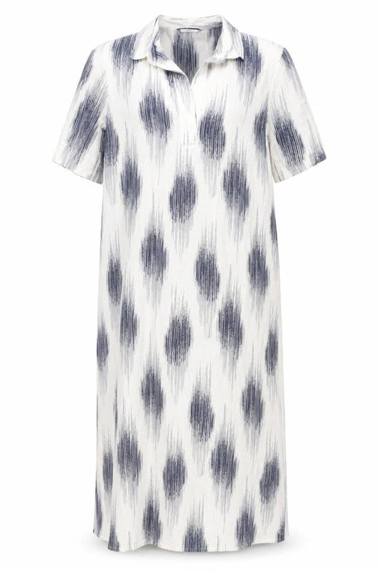 Marks & Spencer Ivory Geometric Shirt Dress - Size 8