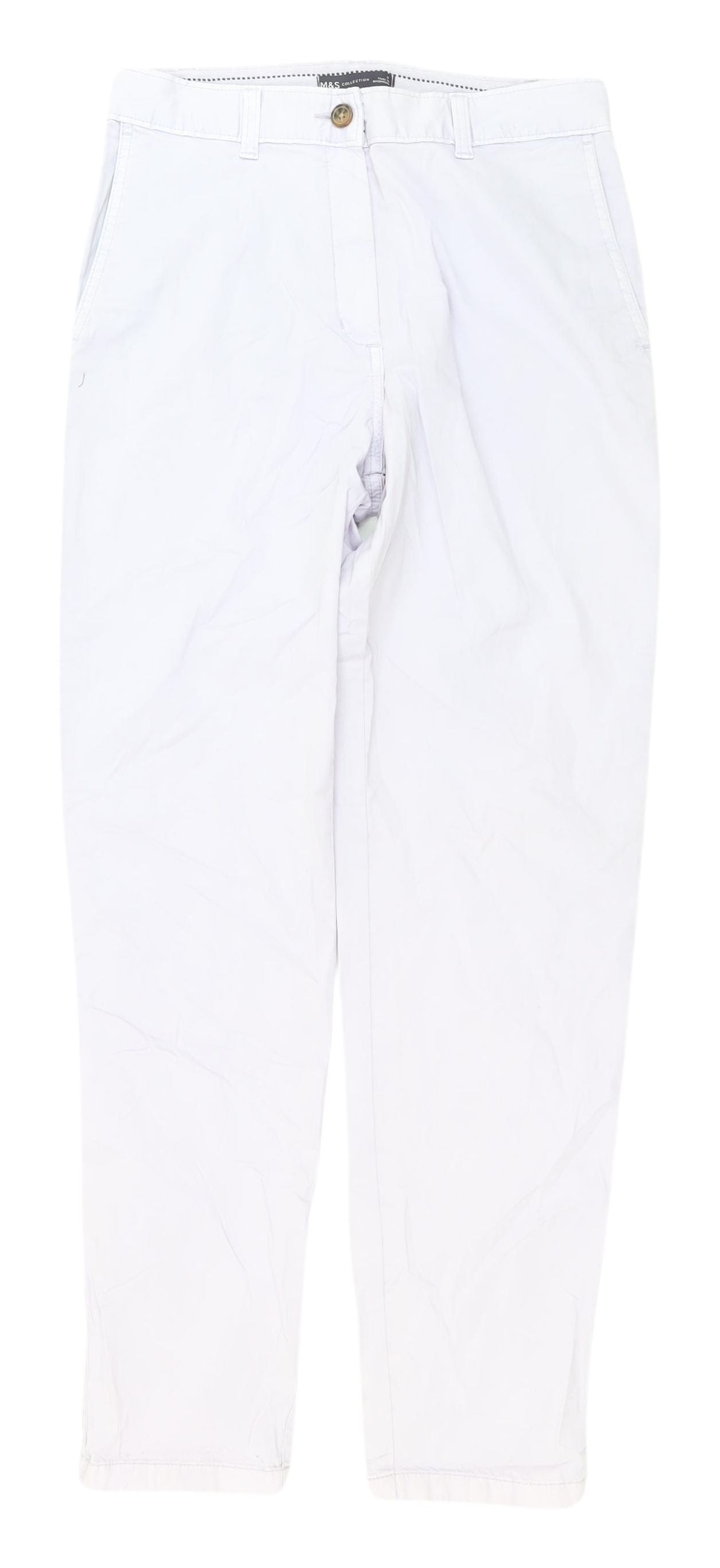 Marks and Spencer Women's White Chino Trousers Size 8