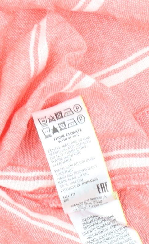 Marks and Spencer Pink Striped Shirt Dress, Size 6