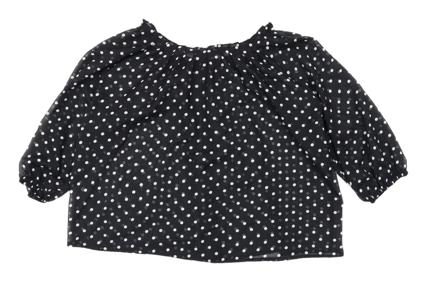 H&M Women's Black Polka Dot 3/4 Sleeve Blouse, Size 8