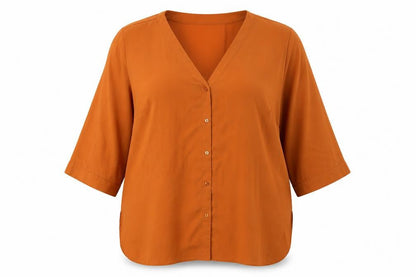 Front view of ASOS Orange Button-Up Women's Top, size 18, Casual