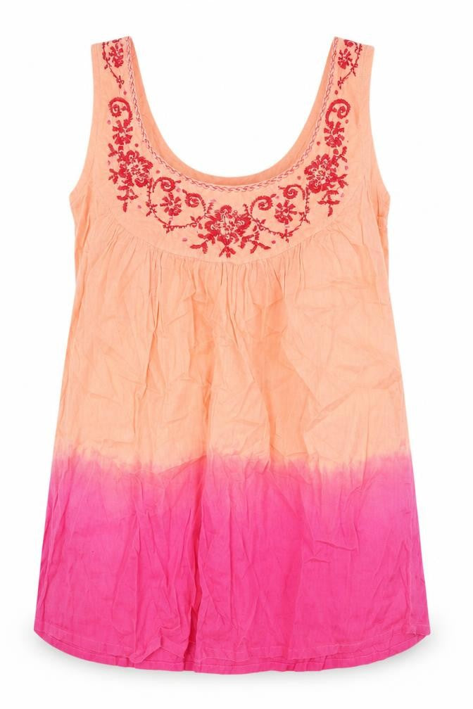 Riviera Women's Embroidered Cotton Tank Top, Size 10