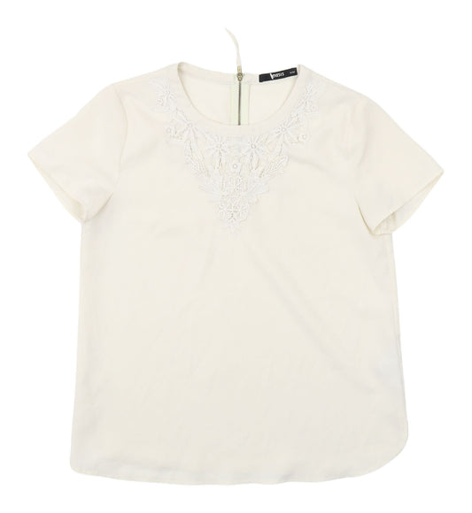 Oasis Ivory Embroidered Women's Blouse Size 8