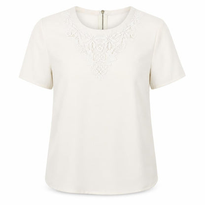Oasis Ivory Embroidered Women's Blouse Size 8