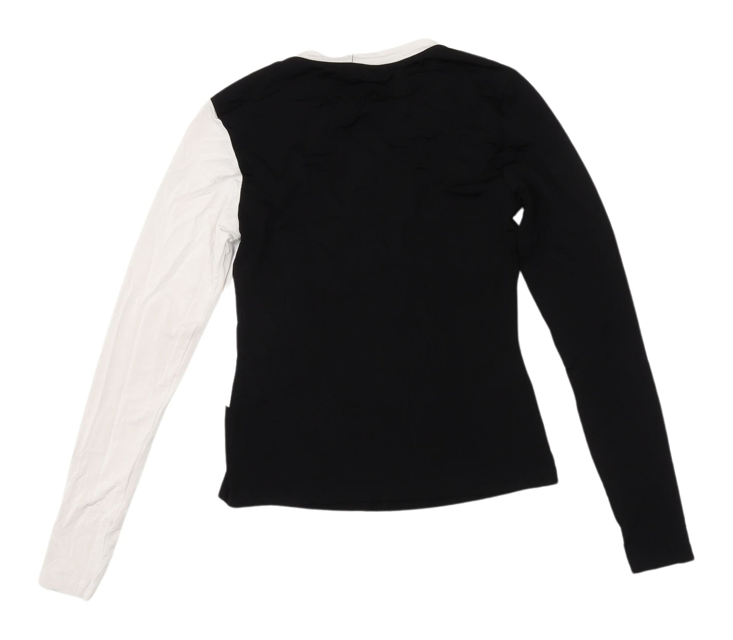 MNG Women's Black Colourblock Crew Neck Long Sleeve Tee XS