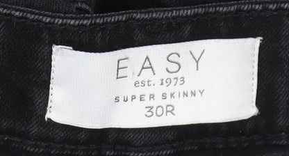 Close-up detail of Easy Men's Black Skinny Jeans, size 30, Flame-Resistant
