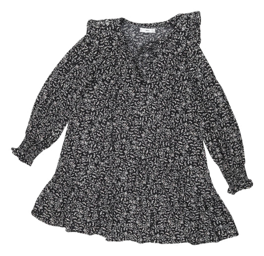MNG Women's Black A-Line Balloon Sleeve Dress S