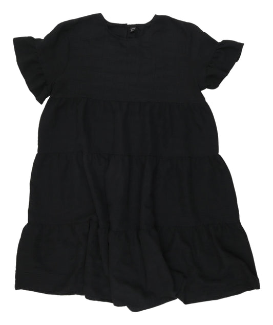 Lishly Women's Black XL Swing Dress - Ruffle Accent