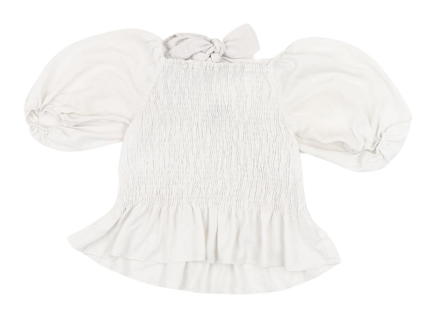 New Look Women's White Cropped Puff Sleeve Blouse 12