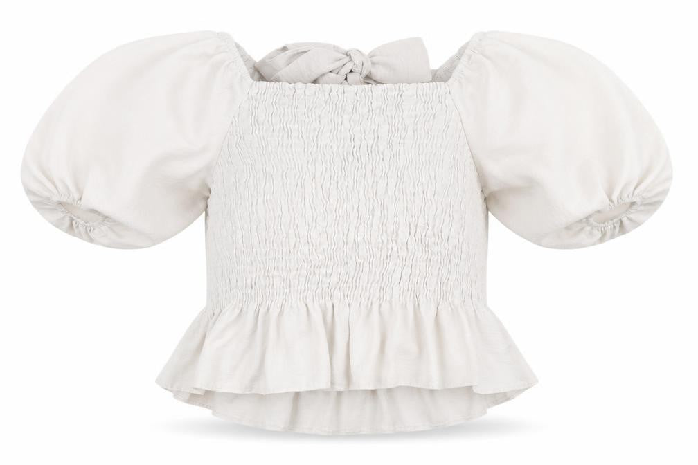 New Look Women's White Cropped Puff Sleeve Blouse 12
