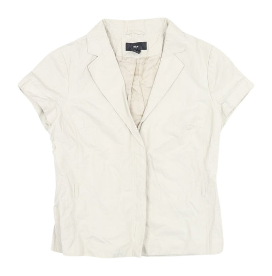 H&M Women's Beige Collared Shirt with Short Sleeves